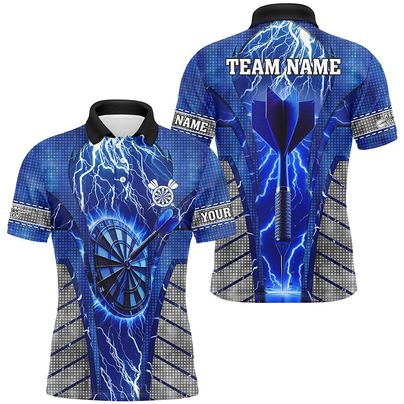 Individuelles Blaues Dartbrett Donner Blitz Herren Poloshirt, Dart Teamtrikot TDM2215