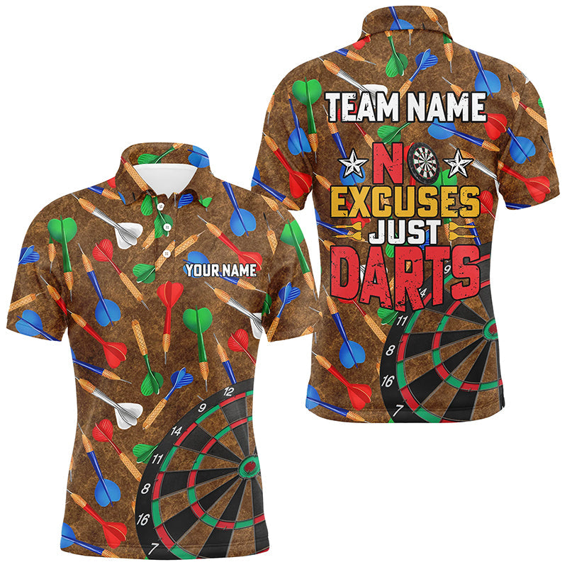 Individuelles Buntes Pfeil-Dart-Poloshirt für Herren, Lustiges Dart-Sprichwort-Darttrikot Kein-Ausreden TDM2733