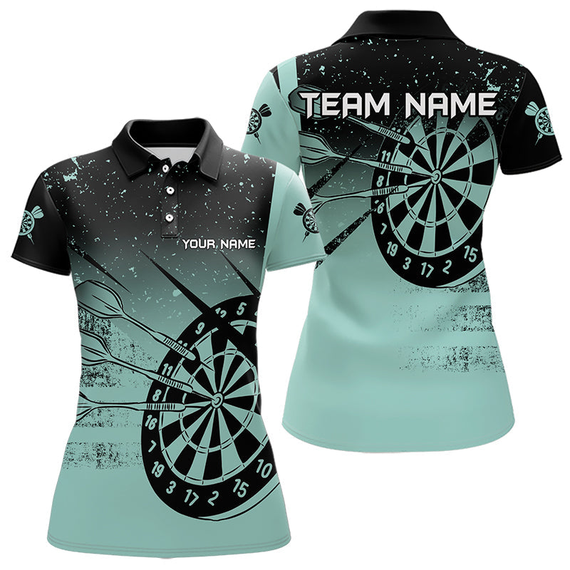 Individuelles Grunge Türkis Darts-Poloshirt für Damen, Dartshirt Dart-Trikot TDM3446