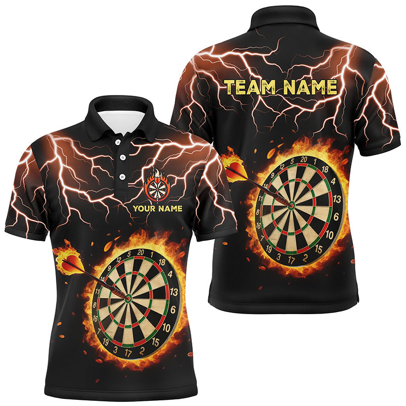 Individuelles Feuer Dartbrett Donner Blitz Dart Poloshirt Für Herren, Dart Teamtrikot TDM1469