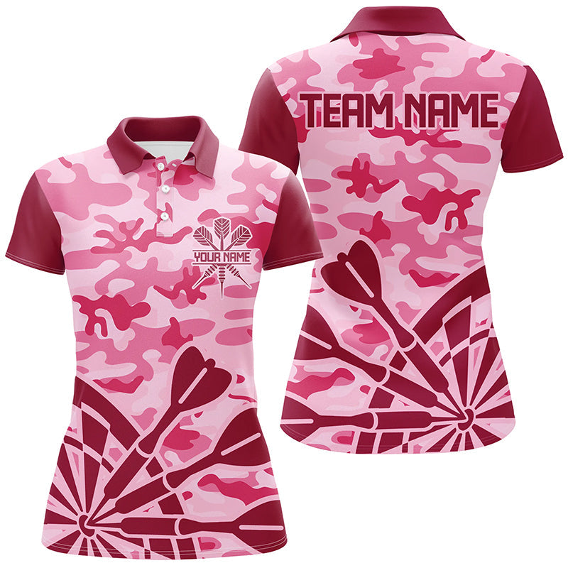 Individuelles Pinkes Camouflage Dart Poloshirt Für Herren, Dart-Team-Uniform TDM2528