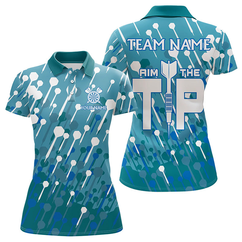 Ziel die Spitze Pfeilmuster Individuelles Dart-Poloshirt für Damen, Team Dart-Trikot Blau TDM3246