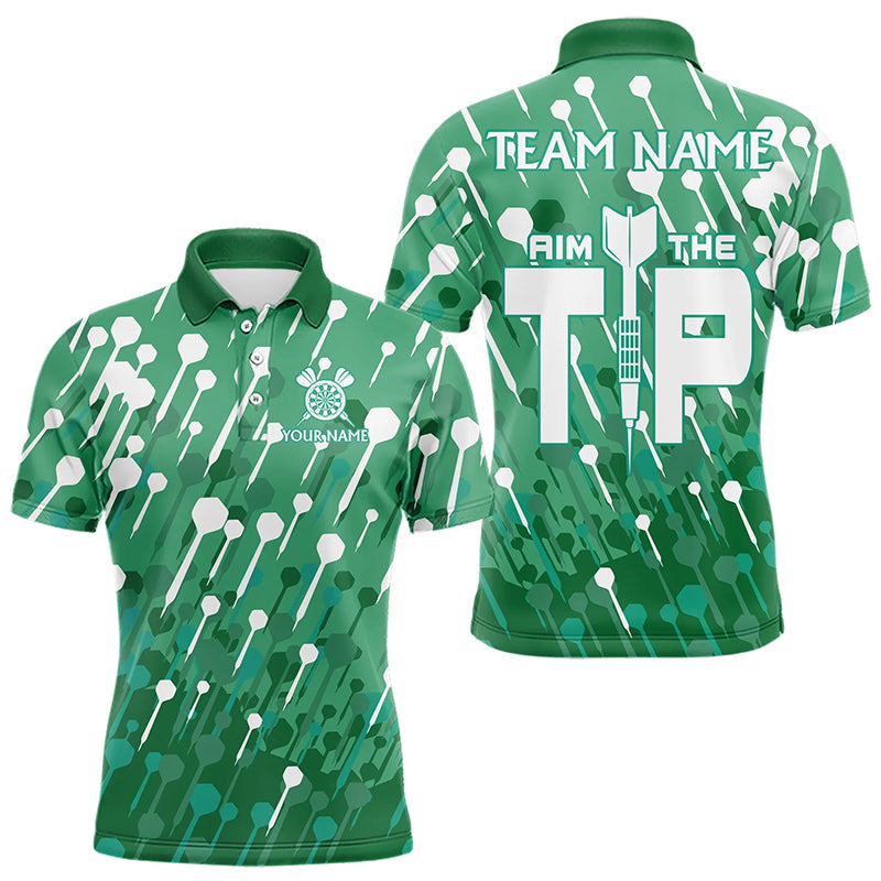 "Aim The Tip"-Pfeilmuster individuelles Dart-Poloshirt für Herren, grünes Dart-Teamtrikot TDM3248