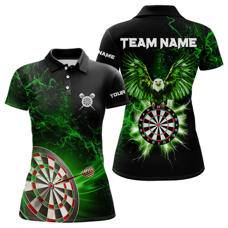 Individuelles Schwarzes Grünes Dartbrett Donner Blitz Adler Dart Poloshirt Für Herren – Darttrikot TDM3763
