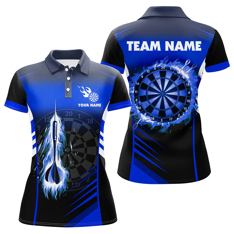 Individuelles Dart Feuer Pfeil Dart Poloshirt Für Herren, Flammen Darttrikot Blau TDM2276