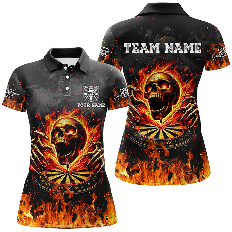 Individuelles Feuer Skelett Flammen Dartbrett Dart Poloshirt Für Herren, Dart-Teamtrikot TDM2280