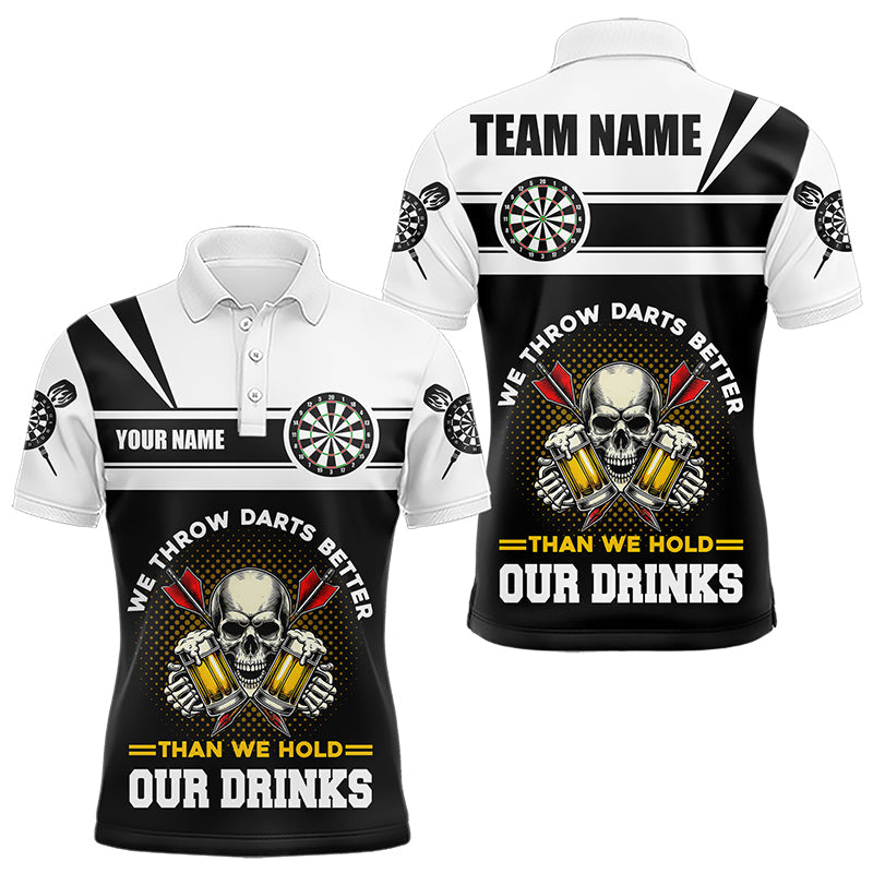 Wir werfen besser – Schädel, Bier, witziges individuelles Poloshirt für Herren, Dartshirt Darttrikot TDM3458