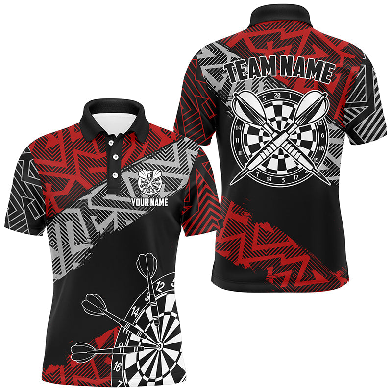 Individuelles Zickzack-Muster-Dart-Poloshirt für Herren, rotes Darttrikot für Team TDM2791