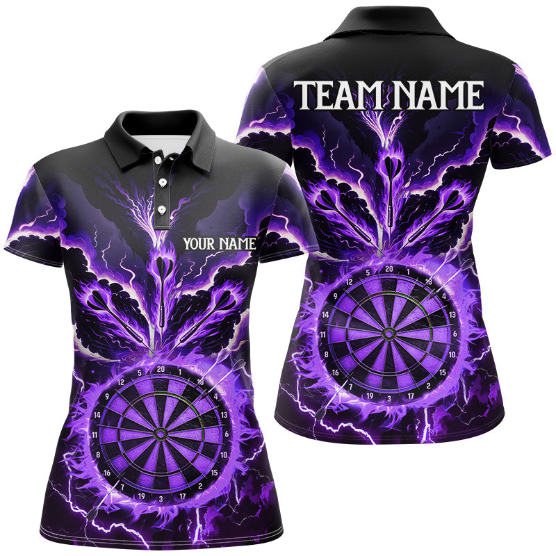 Individuelles Blitz Rauch Flamme Lila Dart Poloshirt für Damen, Team Dart Trikot Team TDM2801