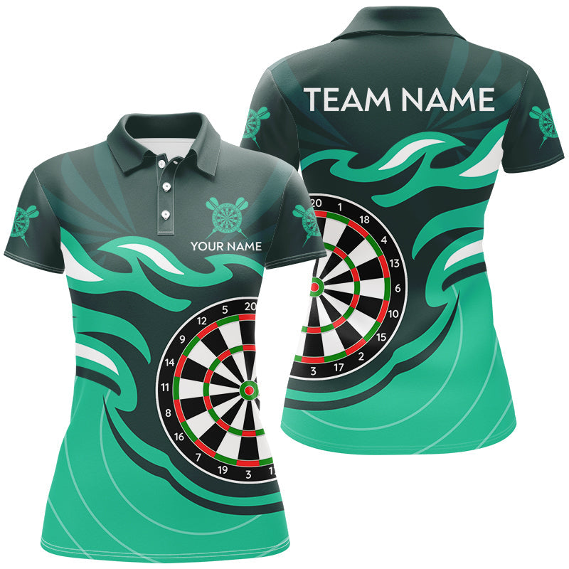 Individuelles Türkises Dart Board Flamme Dart Poloshirt für Damen, Dart Trikot Team-Uniform TDM3053