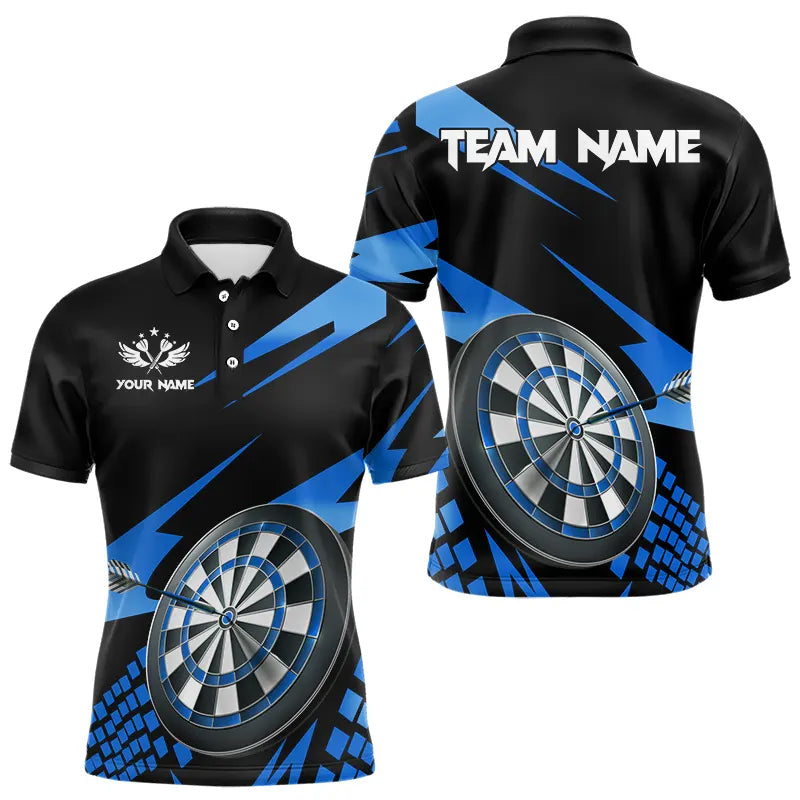 Blau-schwarze individuelle Dartshirts für Herren, Darttrikot-Poloshirt, Dart-Teamtrikots TDM3286