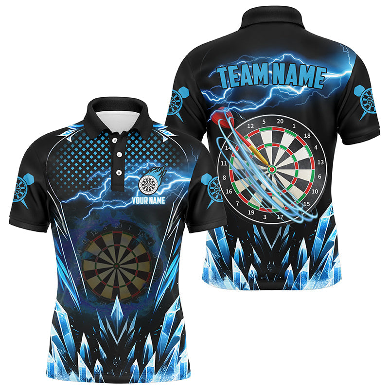 Individuelles Blaues Eisiges Dartbrett Blitz Dart Poloshirt Für Herren, Dart Teamtrikot TDM1513
