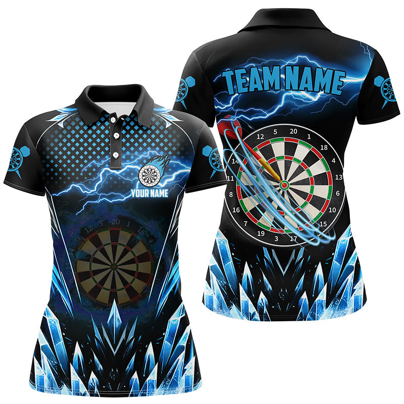 Individuelles Blaues Eisiges Dartbrett Blitz Dart Poloshirt Für Herren, Dart Teamtrikot TDM1513