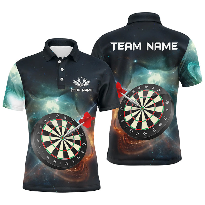 Individuelles Dartbrett Galaxie Universum Herren Poloshirt, Dart Teamtrikot TDM1305