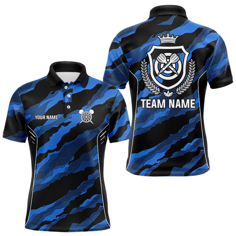 Individuelles Blaues Camo Dart Poloshirt Für Herren – Tarn-Dart-Teamtrikot TDM3786