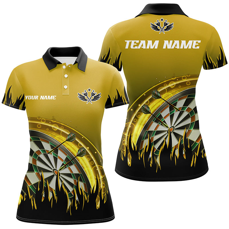 Individuelles Gelbes Dartflammen Dart Poloshirt Für Herren, Dart Team Uniform Für Spieler TDM1522
