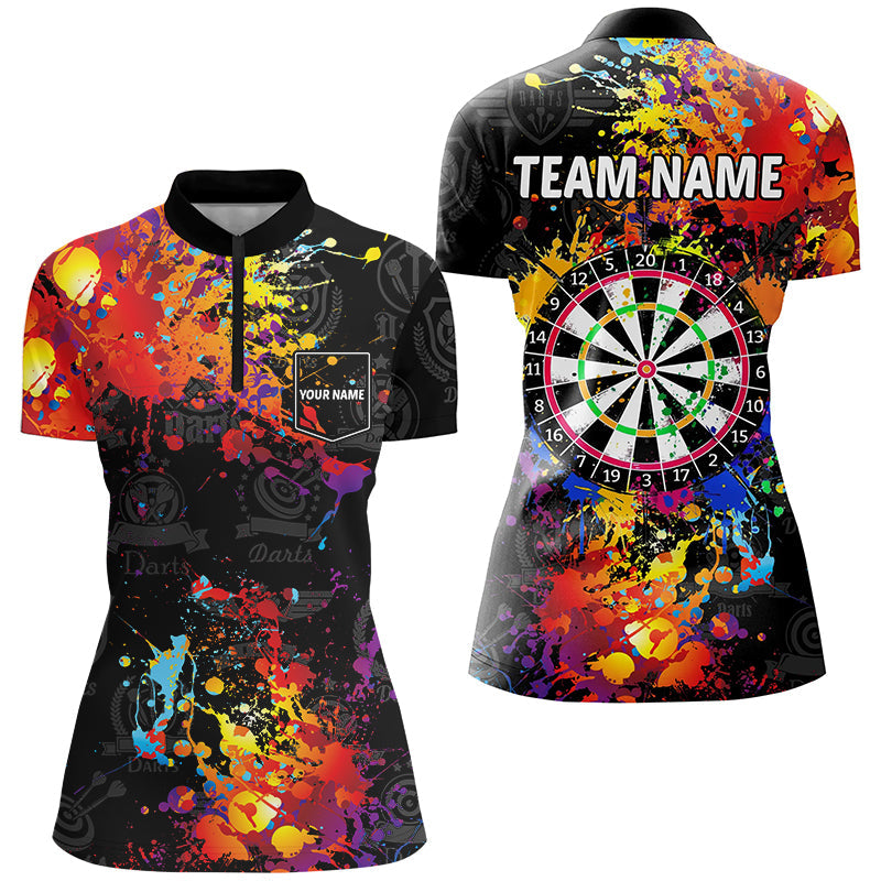 Buntes Grunge-Farbdesign, Damen-Dartshirt mit Tasche | Teamtrikot TDM1894