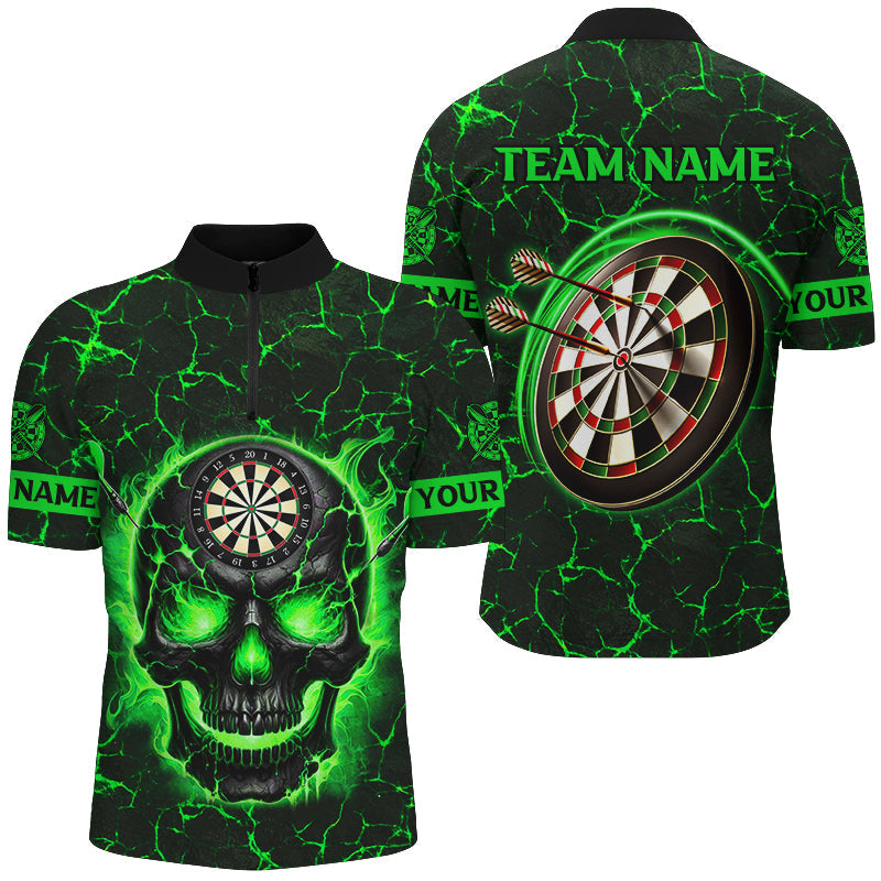 Maßgeschneidertes Feuer Flamme Schädel Magma Muster Herren Darts Shirt, Dart Liga Shirts Teamtrikots | Blau TDM2586