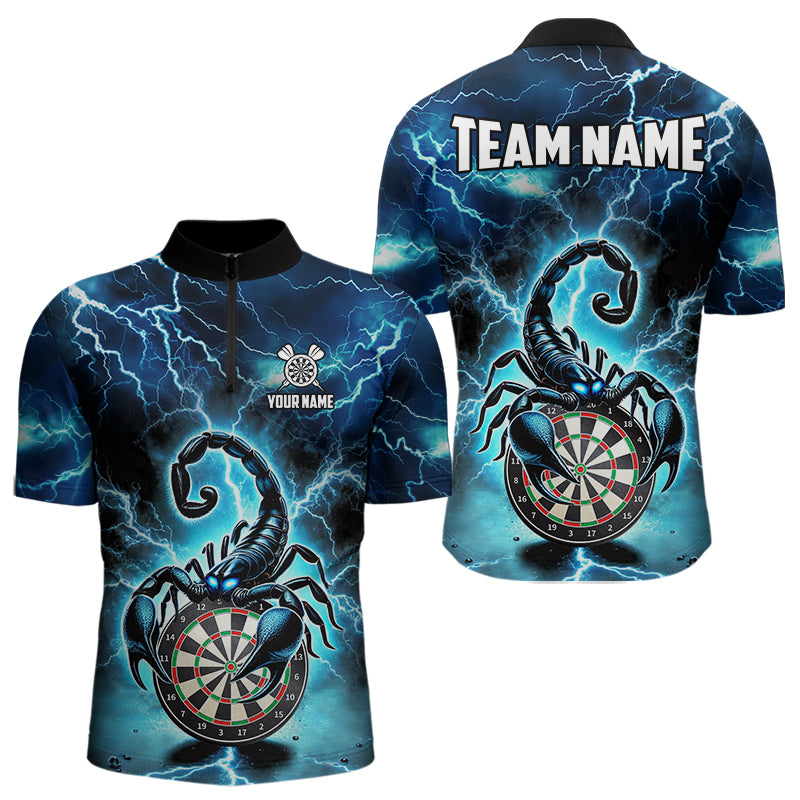 Blaues Lightning-Thunder Skorpion-Dartshirt Für Herren – Liga-Teamtrikot Polo & 1/4 Zip TDM4864