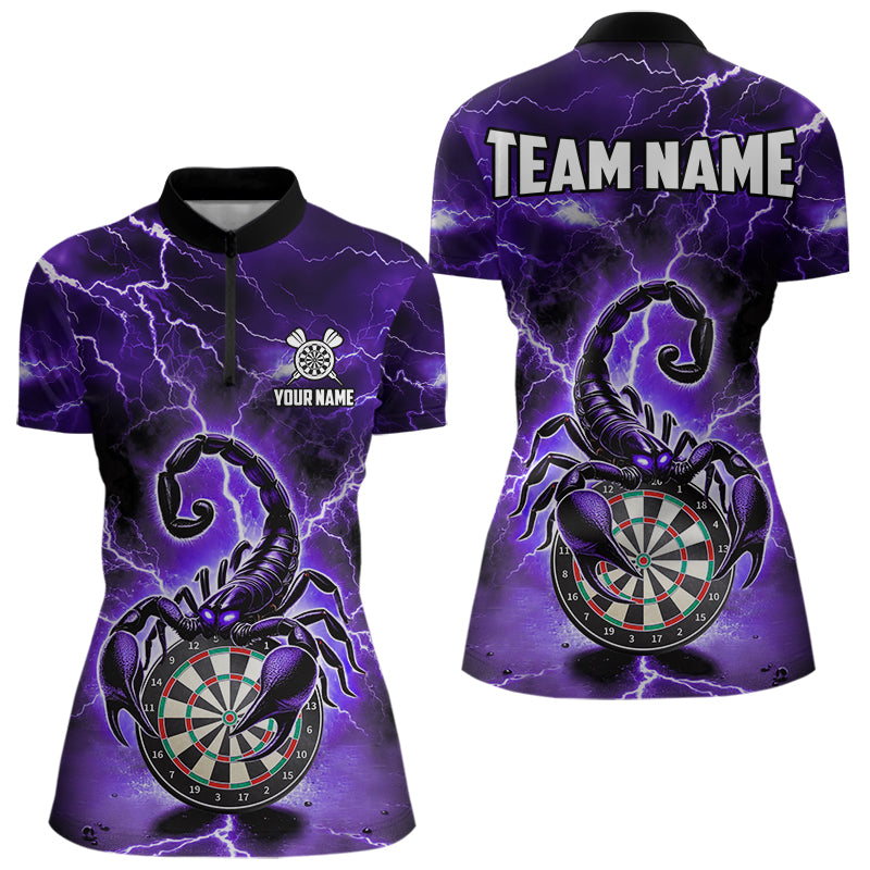 Lila Lightning-Thunder Skorpion-Dartshirt Für Damen – Liga-Teamtrikot Polo & 1/4 Zip TDM4865
