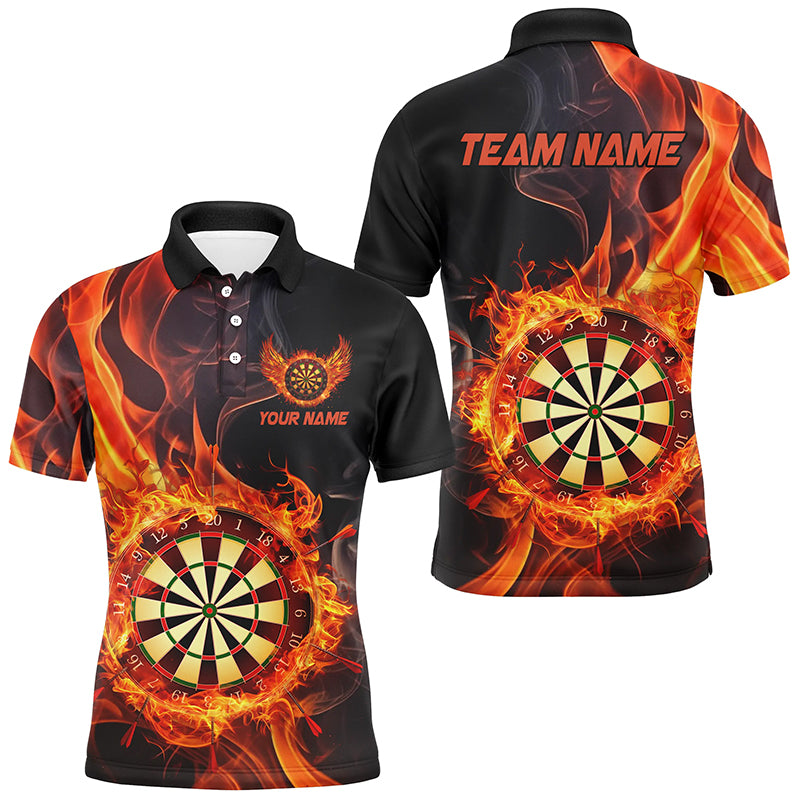 Individuelles Dartbrett-im-Feuer-Verbrennt-Dart-Poloshirt für Herren, Flammen-Darttrikot Team TDM2835