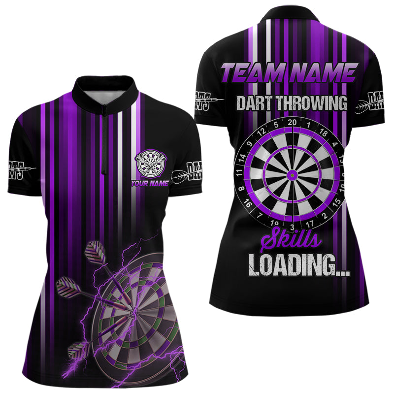 Individuelles Lila Darts Wurf-Fähigkeiten Dart Quarter Zip Shirt Für Damen – Lustige Dart Trikots TDM3788