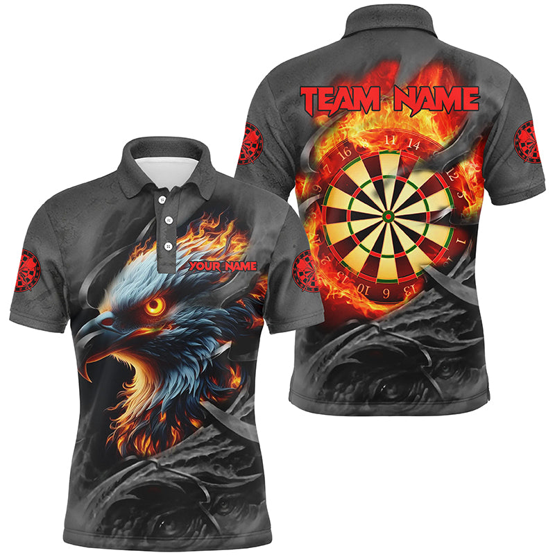 Individuelles Darts Adler Feuerflamme Herren Poloshirt, Dart Liga Teamtrikot TDM2101