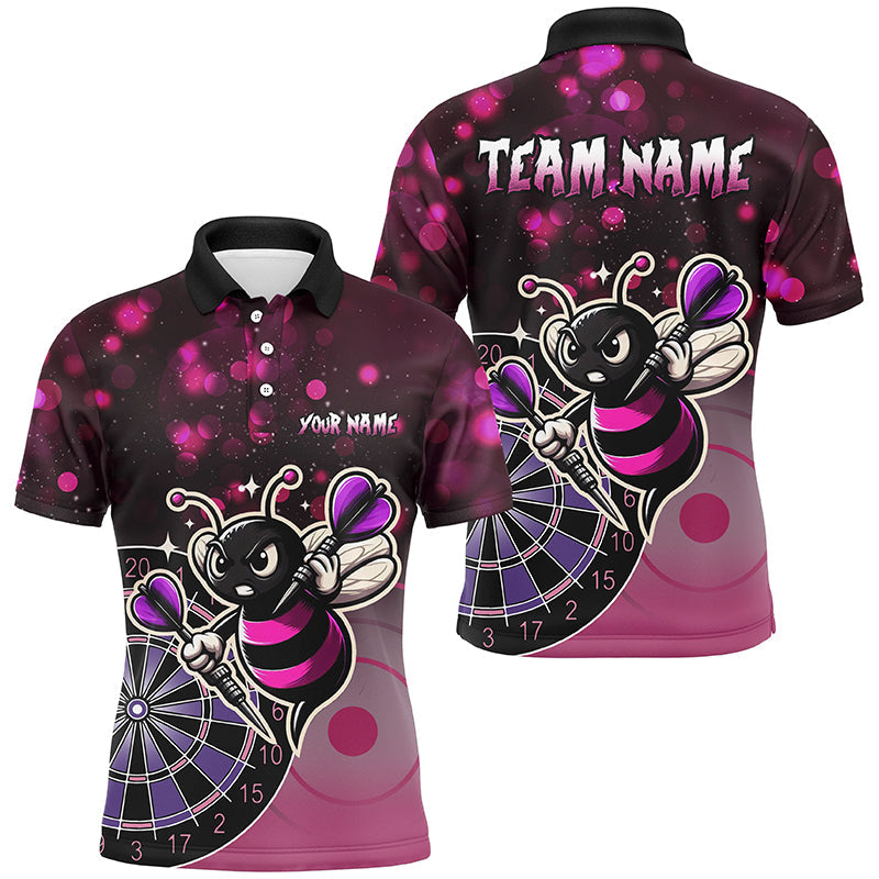 Individuelles Pinkes Dart Bienen Herren Poloshirt, Lustiges Darttrikot Geschenk TDM2105