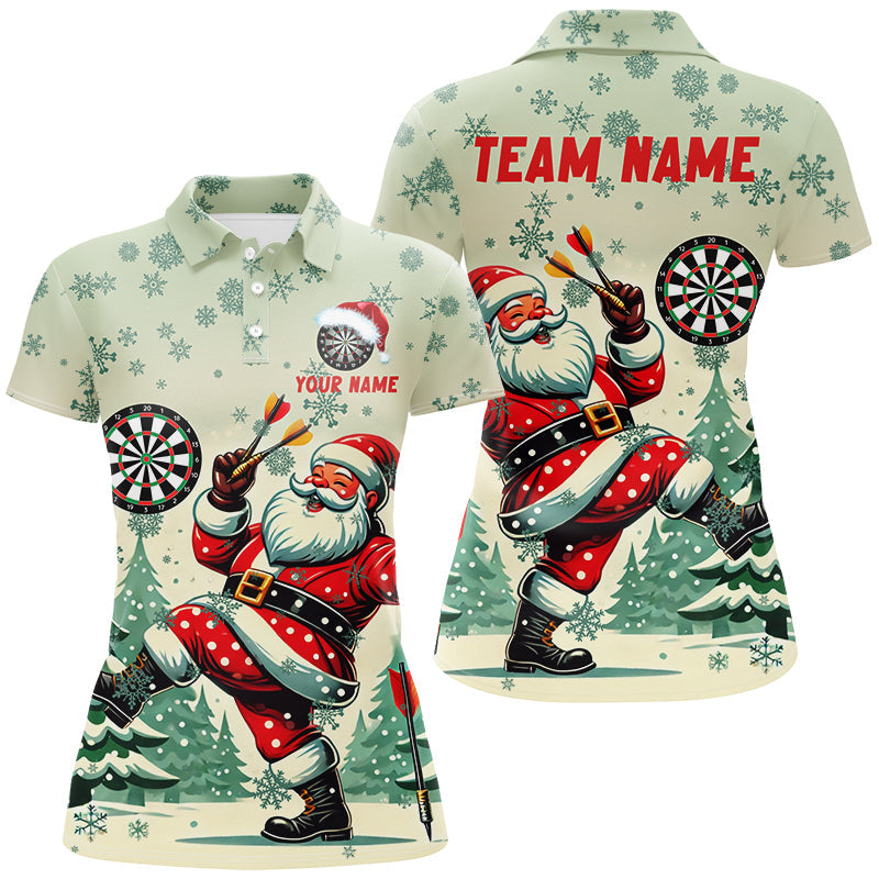 Individuelles Lustiges Santa Mit Dart Dart Poloshirt für Damen, Weihnachts Dart Trikot Geschenk TDM2844