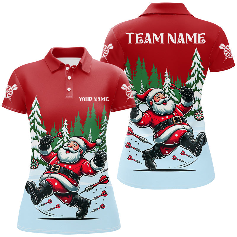 Individuelles Weihnachts Dart Poloshirt für Damen, Lustiges Santa Druck Dart Team Trikot TDM2845