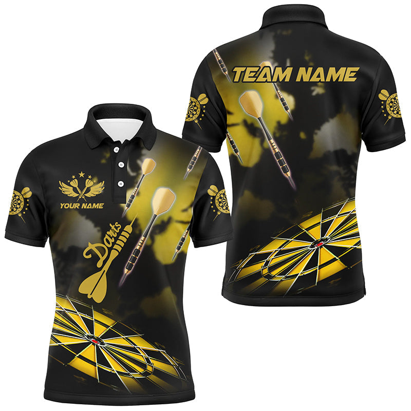 Individuelles gelbes Dartbrett-nebliges Rauch-Dart-Poloshirt für Herren, Dart-Liga-Darttrikot TDM3069
