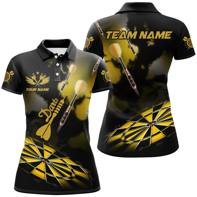 Individuelles Gelbes Dart Board Nebel Rauch Dart Poloshirt für Damen, Dart Liga Dart Trikot TDM3069