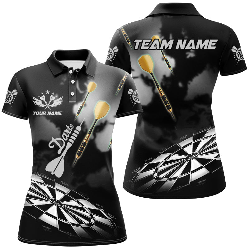 Individuelles Schwarz Weiß Dart Board Nebel Rauch Dart Poloshirt für Damen, Dart Liga Dart Trikot TDM3070
