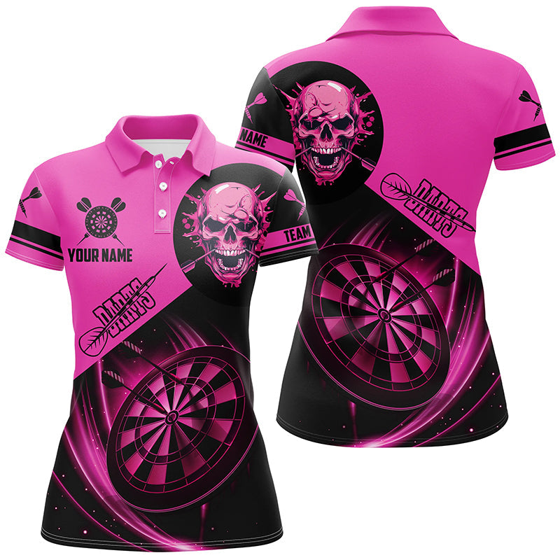 Individuelles Skelett Dartbrett Herren Poloshirt, Pinkes Dart Teamtrikot TDM2109