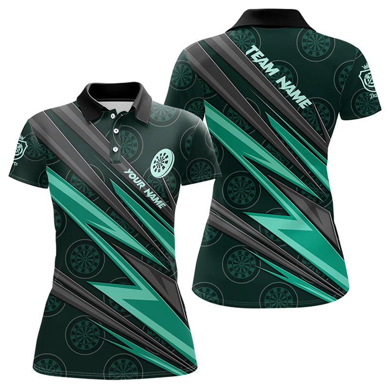 Türkises Dartbrett-Muster Darts-Poloshirt für Damen, Individuelles Dart-Trikot TDM3332