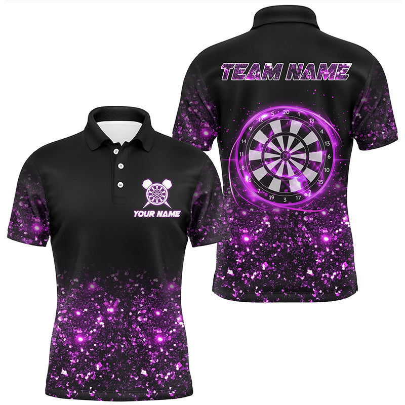 Individuelles schwarz-lilanes Licht-Poloshirt für Herren, Dart-Teamtrikot TDM3335
