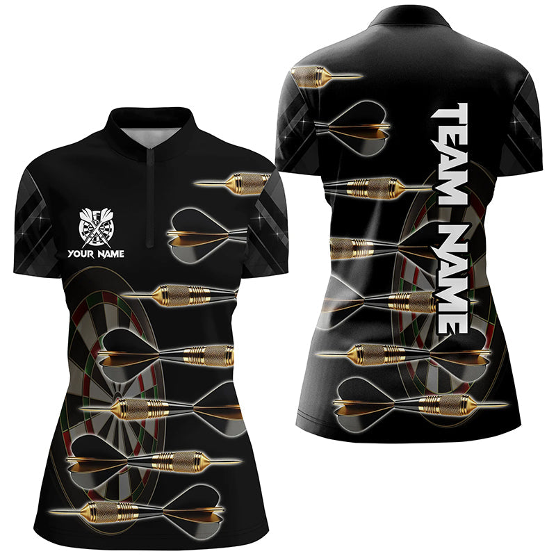 Gold-Schwarzes Dartpfeilmuster, 3D-Druck Damen-Shirt, einzigartiges Teamtrikot TDM1539