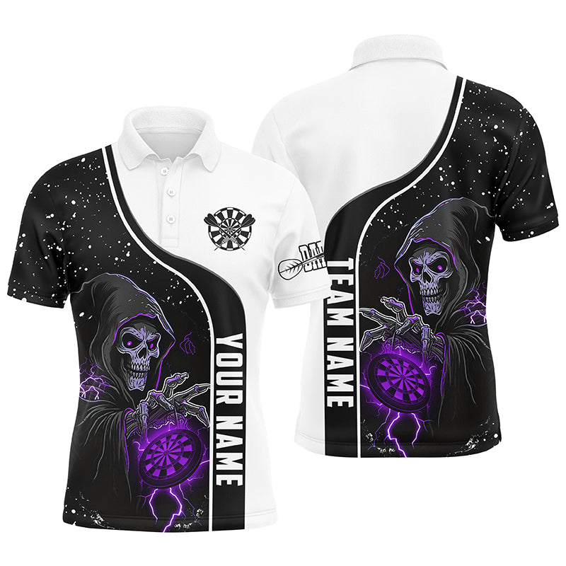 Individuelles Lila Death-Skeleton Herren Poloshirt, Dart-Teamtrikot TDM2626