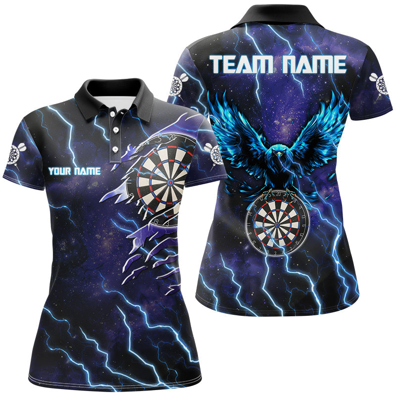 Individuelles Lila Galaxy Adler Dart Poloshirt für Damen, Donner Blitz Dart Trikot TDM2873