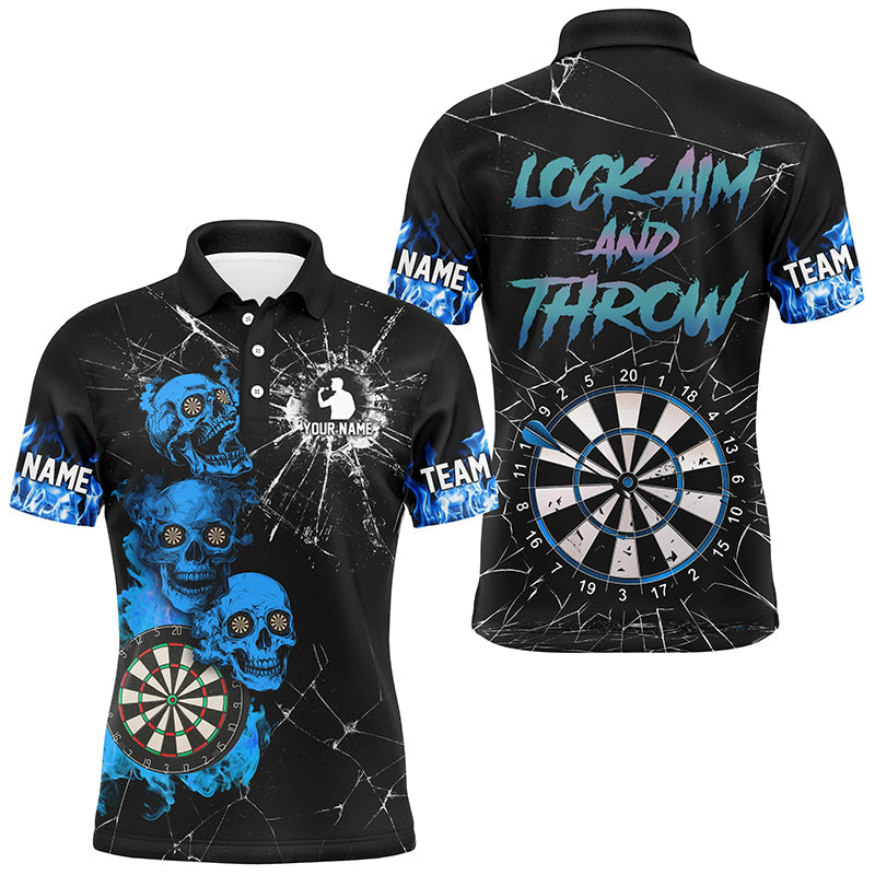 Individuelles Schau Zielen Und Werfen Rauch Totenkopf Dart Poloshirt für Herren, Lustiges Dart Trikot TDM2878