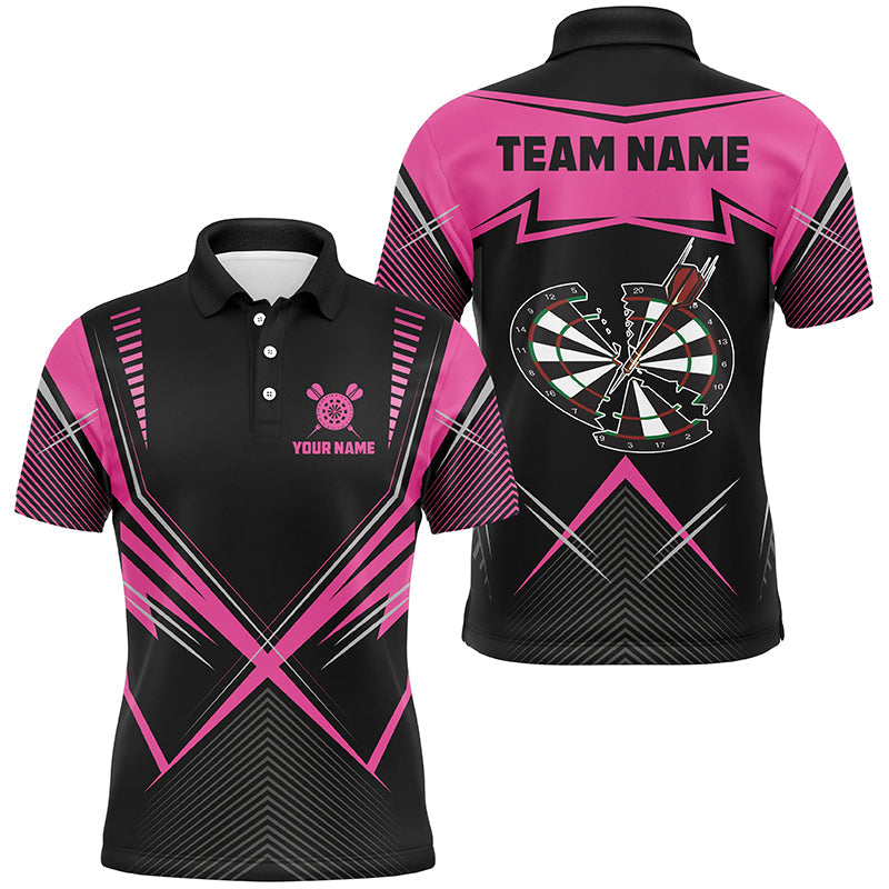 Individuelles Lustiges Crack Dartbrett Dart Herren Poloshirt, Pinkes Dart Teamtrikot TDM1724