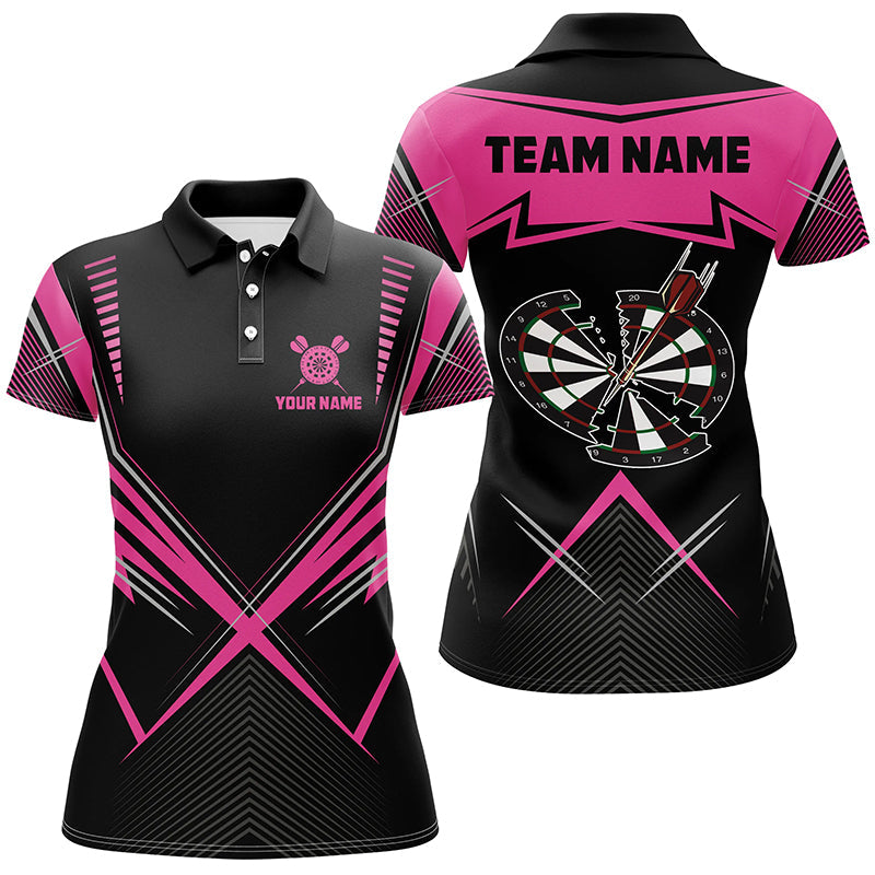 Individuelles Lustiges Crack Dartbrett Dart Herren Poloshirt, Pinkes Dart Teamtrikot TDM1724