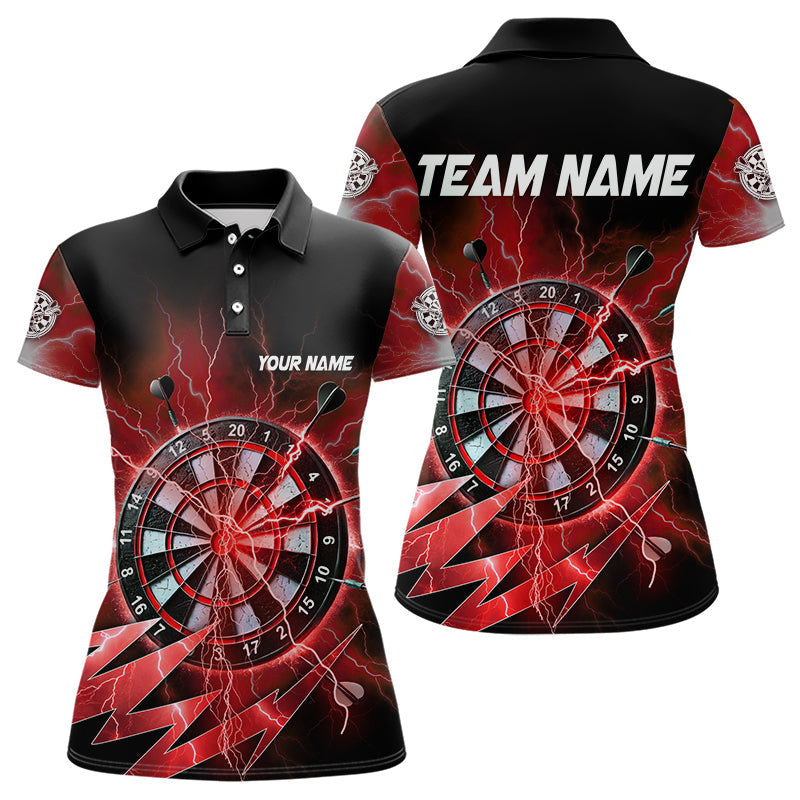 Individuelles Rotes Dartbrett-Gewitter Dart-Poloshirt für Damen – Team Dart Trikots TDM3812