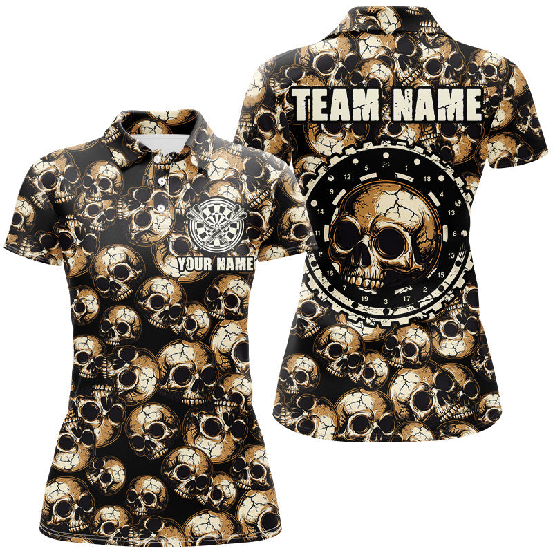 Individuelles Retro-Skull-Muster Herren Poloshirt, Gruselige Dart-Trikots Team-Uniform TDM2654