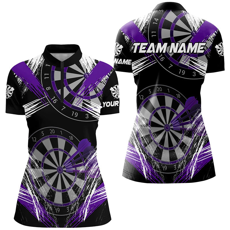 Dartturnier Grunge-Stil Damen-Dartshirts, personalisierte Dart-Teamtrikots |Lila TDM3117
