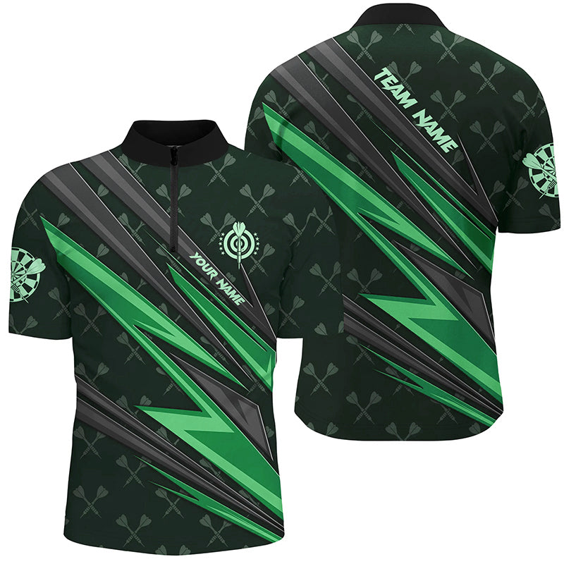 Individuelles Grünes Dartboard Dart Herren Shirt mit Viertelreißverschluss, Dart Trikot Team Uniform TDM3369
