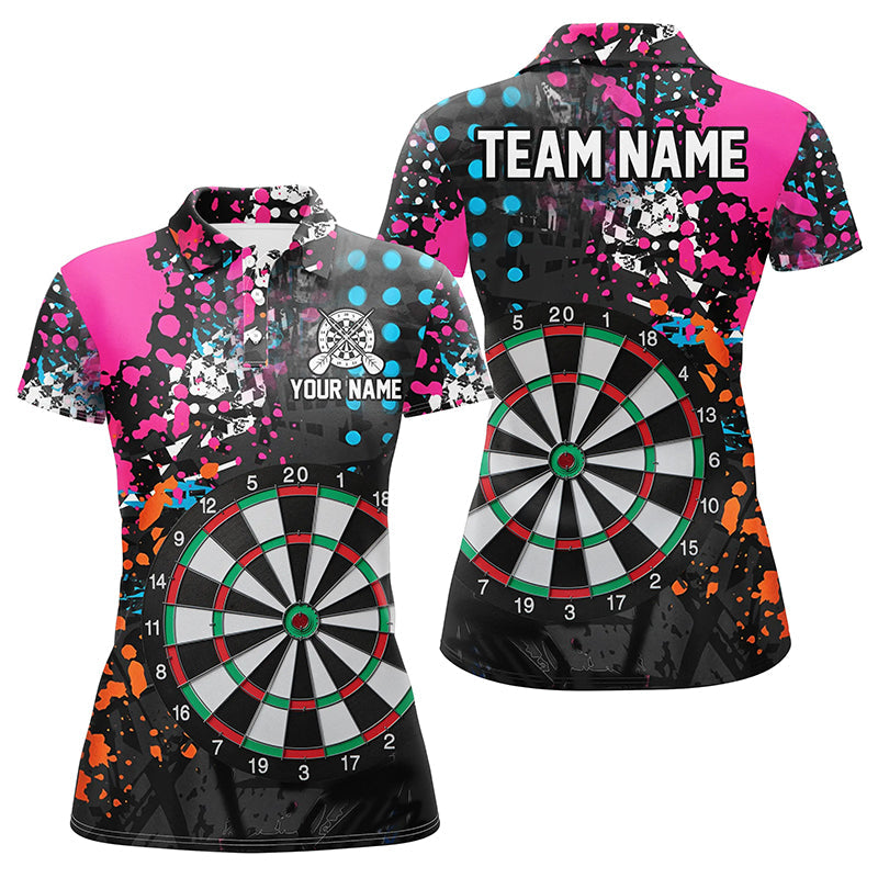 Individuelles Buntes Grunge Dartbrett Herren Poloshirt, Dart Teamtrikot Für Spieler TDM1356