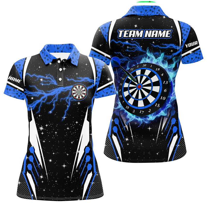 Individuelles Thunder Lightning Blau Herren Poloshirt, Darttrikot Team Liga TDM2150