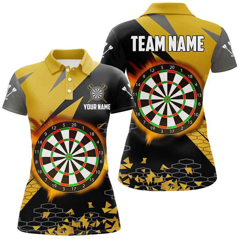 Individuelles Dartbrett Feuerflamme Dart Herren Poloshirt, Gelbes Dart Teamtrikot TDM1741