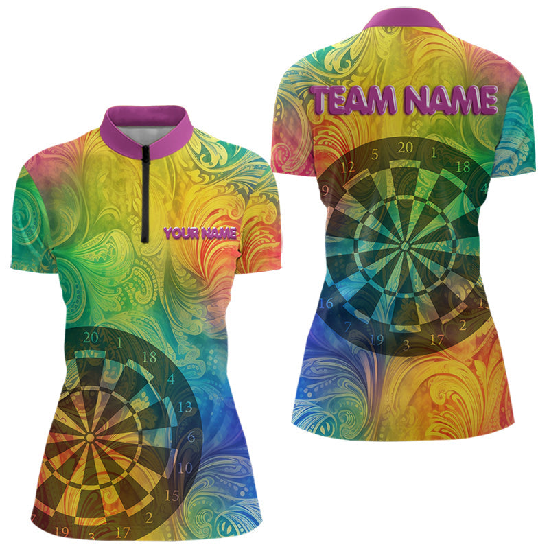 Individuelles Lustiges Buntes Dart Damen Quarter Zip Shirt – Team Dart Trikots TDM3844